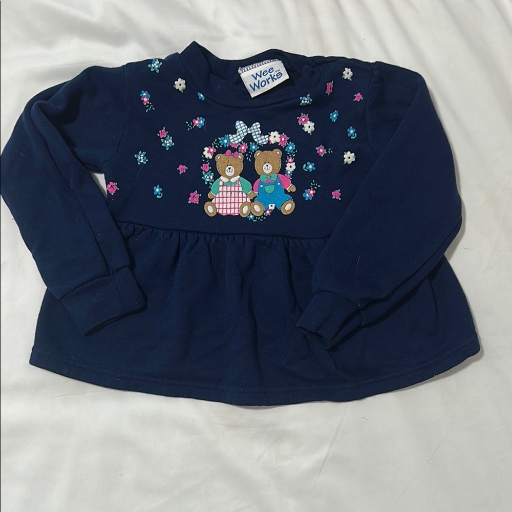 Vintage Wee Works Navy Toddler Sweater with Bear Design